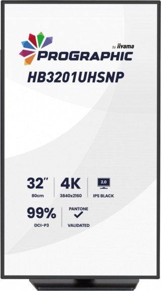 Monitor 31.5 cala ProGraphic HB3201UHSNP-B1 4K,IPS BLACK 2.0,450cd,VESA USB-c dock(PD:96W),HDMI,DP,DAISY/CHAIN,4xUSB,RJ45,3000:1