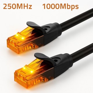 Kabel patchcord UTP | kat.6 | 2 x RJ-45 | High speed 1Gb/s | Pozłacane styki | 25m | Czarny