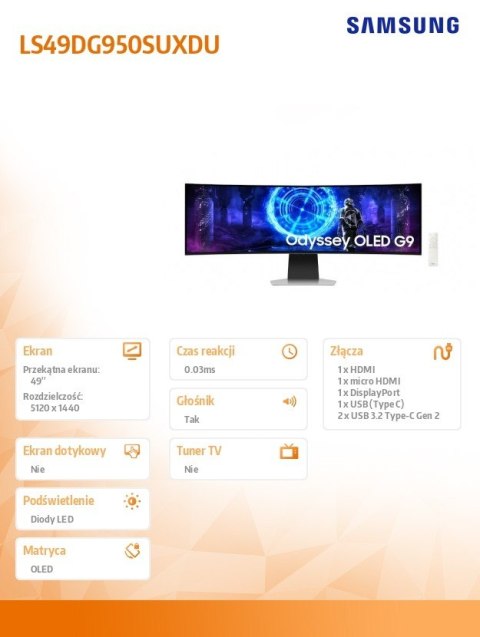 Monitor gamingowy Odyssey 49 cali LS49DG950SUXDU
