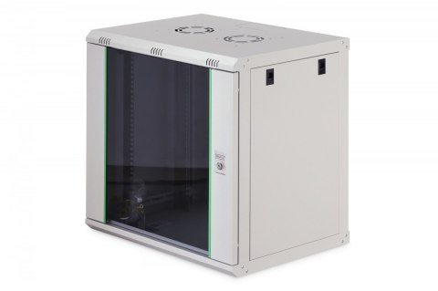 Szafa sieciowa wisząca Dynamic 19" 12U rack 607x600x450mm, drzwi szyba, szara, niezłożona, 60kg