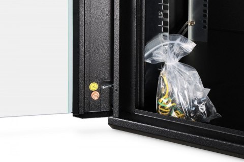 Szafa sieciowa wisząca Dynamic 19" 12U rack 607x600x600mm, drzwi szyba, czarna, niezłożona, 60kg