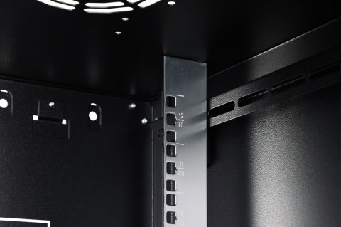 Szafa sieciowa wisząca Dynamic 19" 12U rack 607x600x600mm, drzwi szyba, czarna, niezłożona, 60kg