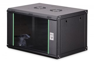 Szafa sieciowa wisząca Dynamic 19" 7U rack 385x600x450mm, drzwi szyba, czarna, niezłożona, 60kg