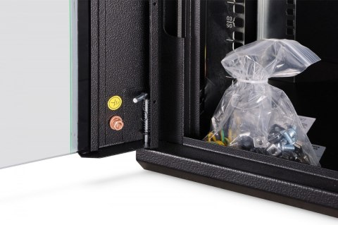 Szafa sieciowa wisząca Dynamic 19" 7U rack 385x600x450mm, drzwi szyba, czarna, niezłożona, 60kg