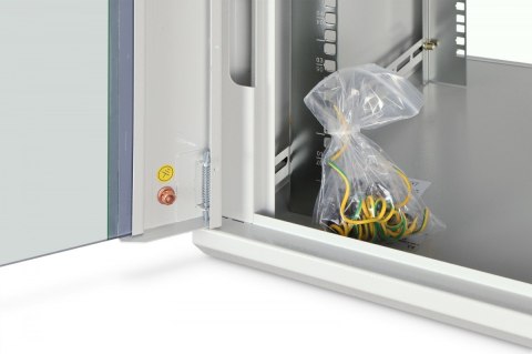 Szafa sieciowa wisząca Dynamic 19" 7U rack 385x600x600mm, drzwi szyba, szara, niezłożona, 60kg