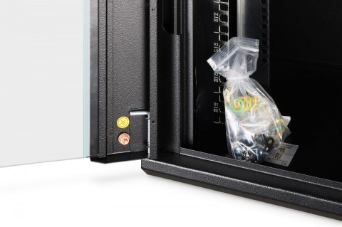 Szafa sieciowa wisząca Dynamic 19" 9U rack 474x600x450mm, drzwi szyba, czarna, niezłożona, 60kg