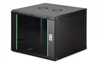 Szafa sieciowa wisząca Dynamic 19" 9U rack 474x600x600mm, drzwi szyba, czarna, niezłożona, 60kg