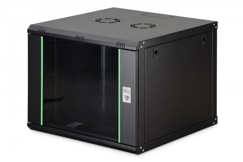 Szafa sieciowa wisząca Dynamic 19" 9U rack 474x600x600mm, drzwi szyba, czarna, niezłożona, 60kg