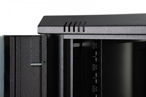 Szafa sieciowa wisząca Dynamic 19" 9U rack 474x600x600mm, drzwi szyba, czarna, niezłożona, 60kg