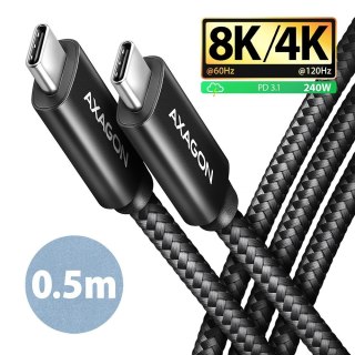 BUCM4X-CM05AB Kabel USB-C - USB-C, USB4 Gen 3x2 0.5m, PD 240W, 8K HD, ALU, oplot Czarny