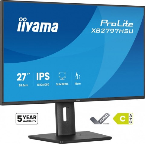 Monitor ProLite 27 cali XB2797HSU-B1 IPS,FHD,HDMI,DP,120Hz,2xUSBv3.2, 2xUSB-C, 350 CD, 2x2W, HAS 150/PIVOT