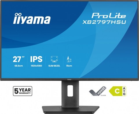 Monitor ProLite 27 cali XB2797HSU-B1 IPS,FHD,HDMI,DP,120Hz,2xUSBv3.2, 2xUSB-C, 350 CD, 2x2W, HAS 150/PIVOT