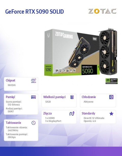 Karta graficzna RTX 5090 SOLID 32GB GDDR7 512bit 3DP/HDMI