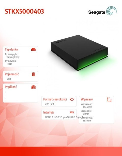 Dysk twardy 2.5 cala Game Drive Xbox STKX5000403 5TB