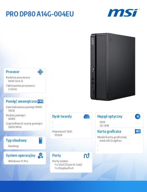 Komputer PRO DP80 A14G-004EU WIN11PRO/IC5-14400/16GB/512SSD/WF/BK