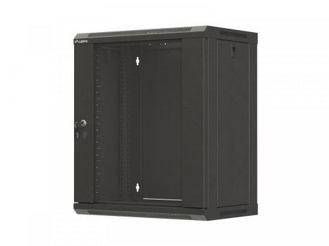 Szafa instalacyjna rack wisząca 19 cali 12U 540x350 czarna drzwi przeszklone (flat pack)