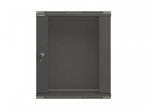 Szafa instalacyjna rack wisząca 19 cali 12U 540x350 czarna drzwi przeszklone (flat pack)