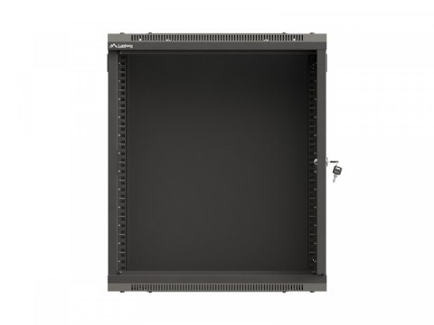 Szafa instalacyjna rack wisząca 19 cali 12U 540x350 czarna drzwi przeszklone (flat pack)