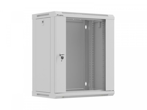 Szafa instalacyjna rack wisząca 19 cali 12U 540x350 szara drzwi przeszklone (flat pack)