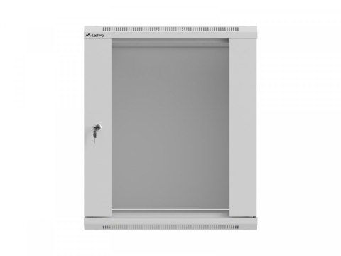Szafa instalacyjna rack wisząca 19 cali 12U 540x350 szara drzwi przeszklone (flat pack)
