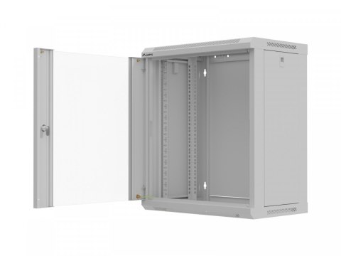 Szafa instalacyjna rack wisząca 19 cali 12U 540x350 szara drzwi przeszklone (flat pack)
