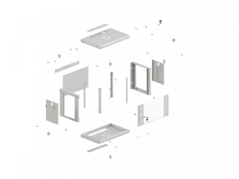 Szafa instalacyjna rack wisząca 19 cali 12U 540x350 szara drzwi przeszklone (flat pack)