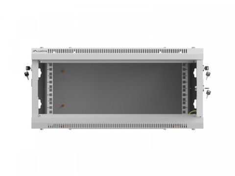 Szafa instalacyjna rack wisząca 19 cali 4U 600x450 szara drzwi metalowe (flat pack)