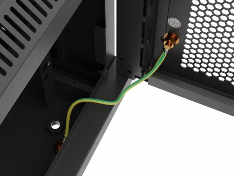 Szafa instalacyjna rack wisząca 19 cali 6U 600x600 czarna drzwi perforowane (flat pack)