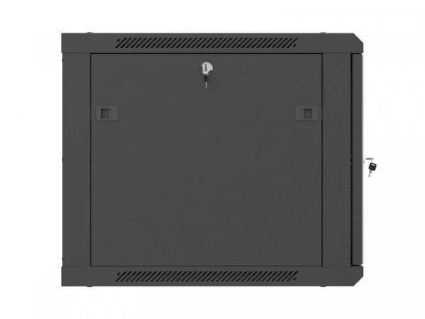 Szafa instalacyjna rack wisząca 19 cali 9U 600x600 czarna drzwi perforownae ( flat pack)
