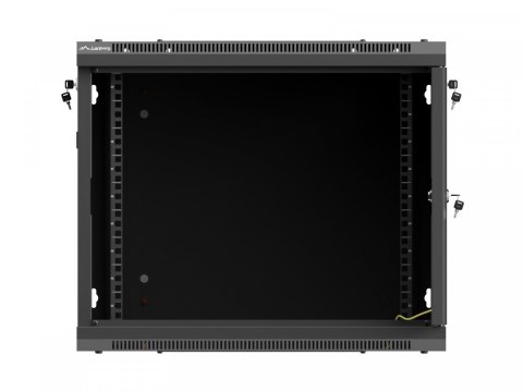 Szafa instalacyjna rack wisząca 19 cali 9U 600x600 czarna drzwi perforownae ( flat pack)