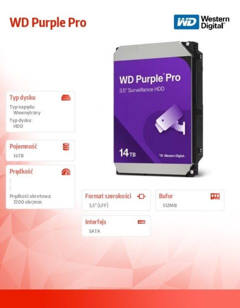 Dysk HDD Purple Pro 14TB 3,5' WD142PURP