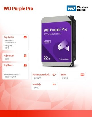 Dysk HDD Purple Pro 22TB 3,5' WD221PURP