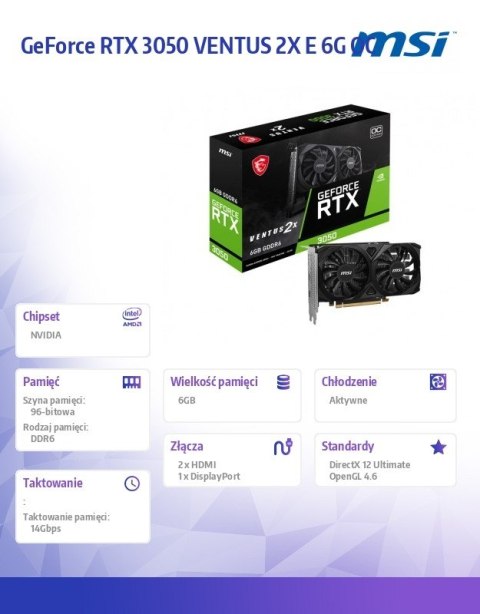 Karta graficzna GeForce RTX 3050 VENTUS 2X E 6G OC