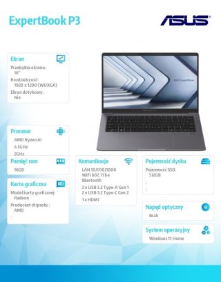 Notebook ExpertBook PM3606CKA-MB0200W R5 AI 330 16GB/512GB/W11H