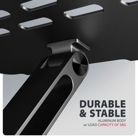 STND-LQB Podstawka do laptopów aluminiowa 10-17,3 cala regulowane kąty nachylenia, Czarna