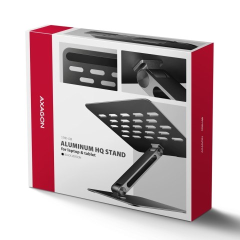 STND-LQB Podstawka do laptopów aluminiowa 10-17,3 cala regulowane kąty nachylenia, Czarna