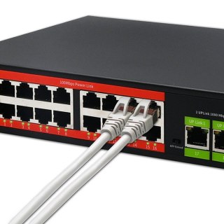 Przełącznik sieciowy SWITCH FAST Ethernet PoE | 16x RJ45 10/100 Mb/s | 2x RJ45 Uplink 1000 Mb/s | 1x SFP 1000Mb/s