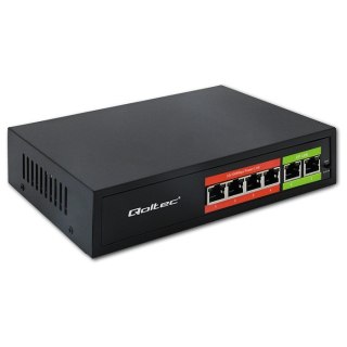 Przełącznik sieciowy SWITCH FAST Ethernet PoE | 4x RJ45 | 2x RJ45 Uplink | 65W | 10/100Mb/s