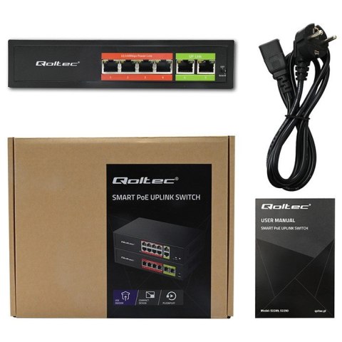 Przełącznik sieciowy SWITCH FAST Ethernet PoE | 4x RJ45 | 2x RJ45 Uplink | 65W | 10/100Mb/s