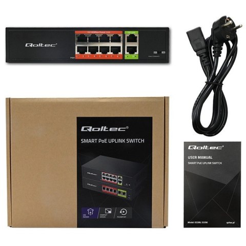 Przełącznik sieciowy SWITCH FAST Ethernet PoE | 8x RJ45 | 2x RJ45 Uplink | 120W | 10/100 Mb/s