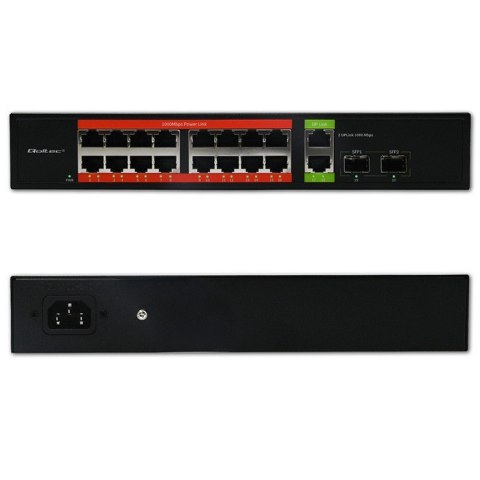 Przełącznik sieciowy SWITCH Gigabit Ethernet PoE | 16x RJ45 | 2x RJ45 Uplink | 2x SFP | 1000 Mb/s
