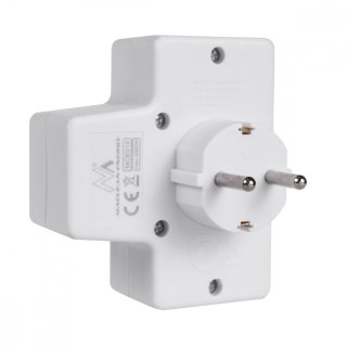 Gniazdko 1x16A 2x2.5A Schuko MCE215 z włącznikiem/wyłącznikiem, maks obciążenie 3680W, 2x wtyczka euro, 1x schuko