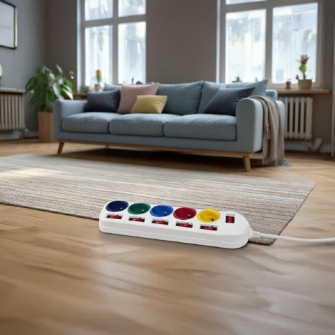 Listwa zasilająca 5 gniazd z włącznikami /multi MCE204 M/W