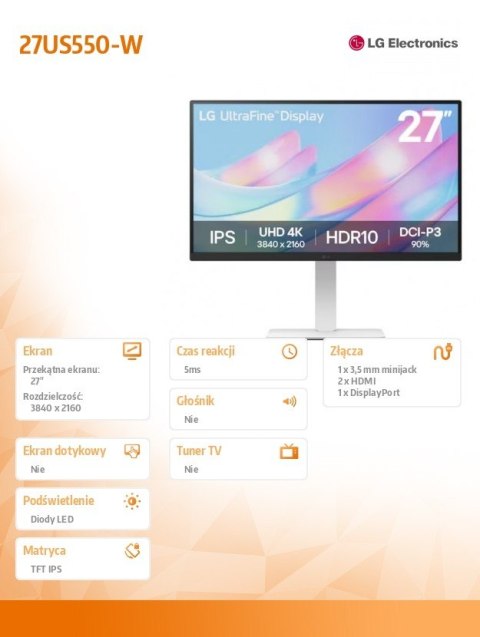 Monitor 27 cali 27US550-W