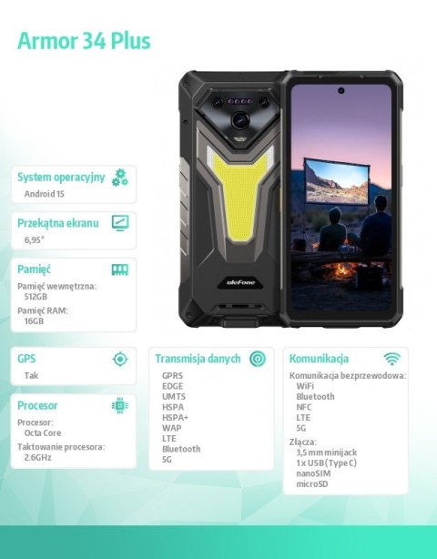 Smartfon Armor 34 (Plus) 5G 16/512GB 5G IP69K Czarny